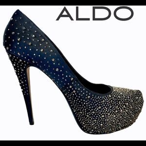 ALDO black platform pumps rhinestone Embellished size 10